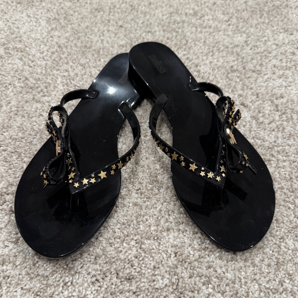 Melissa Harmonic Stars Flip Flops Black SZ 9